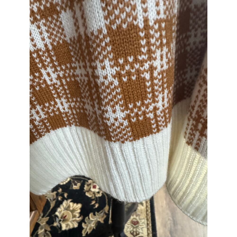 Timberland Brown & White Plaid Knit Scarf One Size Winter Accessory - Picture 12 of 13